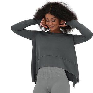 ODODOS Long Sleeve Tee Women Thumb Hole Athletic Gym Workout Crop Top NEW XS Blu